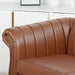83.46" Brown PU Rolled Arm Chesterfield Three Seater Sofa. - DTYStore