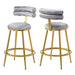 27.65'' Modern Counter Stools Set of 2,Dark gray velvet Counter Stools with iron Frame,Soft back and cushion,Footrest,suitable for Kitchen/Bedroom/Dining Room - DTYStore