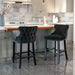 Furniture,Contemporary Velvet Upholstered Wing-Back Barstools with Button Tufted Decoration and Wooden Legs, and Chrome Nailhead Trim, Leisure Style Bar Chairs,Bar stools,Set of 2 (Black),SW1824BK - DTYStore