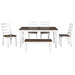 Rustic Style 6-Piece Dining Room Table Set with 4 Ergonomic Designed Chairs & a Bench (Walnut + Cottage White) - DTYStore