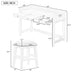 4-piece Dining Bar Table Set with 3 Upholstered Stools, Multifunctional Dining Table with 3 Drawers (Gray) - DTYStore