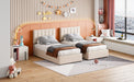 King Size Upholstered Platform Bed with a Hydraulic Storage System, Beige - DTYStore