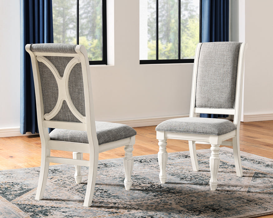 Belleza Antique White Solid Wood Upholstered Dining Chairs, Set of 2 - DTYStore