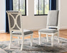 Belleza Antique White Solid Wood Upholstered Dining Chairs, Set of 2 - DTYStore