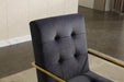 Modern Velvet Dining Arm Chair Set of 1, Tufted Design and Gold Finish Stainless Base - DTYStore