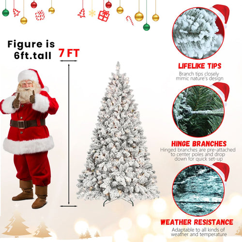 5FT Flocked Christmas Tree with 300 UL Lights and 27 Natural Pine Cones – Snowy PVC Tips, 600 Tips, Hinged Structure, Stable Metal Stand, Easy Setup - Image 14