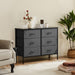 Dresser for Bedroom 6 Drawers Wide Fabric Storage Units Chest of Drawers for Bedroom with Metal Frame and Wooden Top for TV - DTYStore
