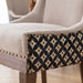 Furniture, Ultra Side Dining Chair, Thickened fabric chairs with neutrally toned solid wood legs, Bronze nail head, Set of 2, Beige and Patterned,SW2207BG - DTYStore