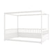 Full Size Canopy Bed Frame with Guardrails for Kids,Floor Bed Full with Four Poster Design,Kids Montessori Floor Bed,Wood Canopy Bed Frame for Girls,Boys(Full,White) - DTYStore