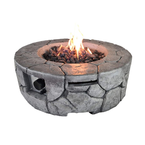 Outdoor Fire Pit 9-Inch Height x 28-Inch Width Stone Gray Fiber Reinforced Concrete - Image 1
