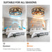 Caged Ceiling Fan with Lights Remote Control, Low Profile Flush Mount Farmhouse Modern Ceiling fans, 6 Speeds Reversible Blades, 5 LED Bulbs Include(Black) - DTYStore