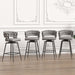 28' Bar Chair Linen Woven Bar Stool Set of 2,Black legs Barstools No Adjustable Kitchen Island Chairs,360 Swivel Bar Stools Upholstered Bar Chair Counter Stool Arm Chairs with Back Footrest (Grey) - DTYStore