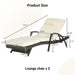 Outdoor Wicker Long Reclining Chair Set of 2 with Cushions, Wicker Reclining Lounge Chair Lawn Sunbathing Chairs Recliner up to 150° Beach Poolside Garden - DTYStore