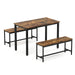 Dining Table Set, Bar Table with 2 Dining Benches, Kitchen Table Counter with Chairs, Industrial for Kitchen Breakfast Table, Living Room, Party Room, Rustic Brown and Black,43.3″L x23.6″W x 29.9″H - DTYStore