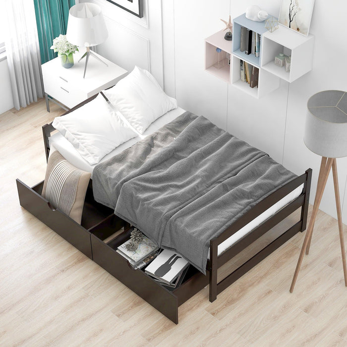 Twin Size Platform Bed, with two drawers, espresso