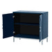 Simple Storage Cabinet Accent Cabinet with Solid Wood Veneer and Metal Leg Frame for Living Room, Entryway, Dining Room (Navy) - DTYStore
