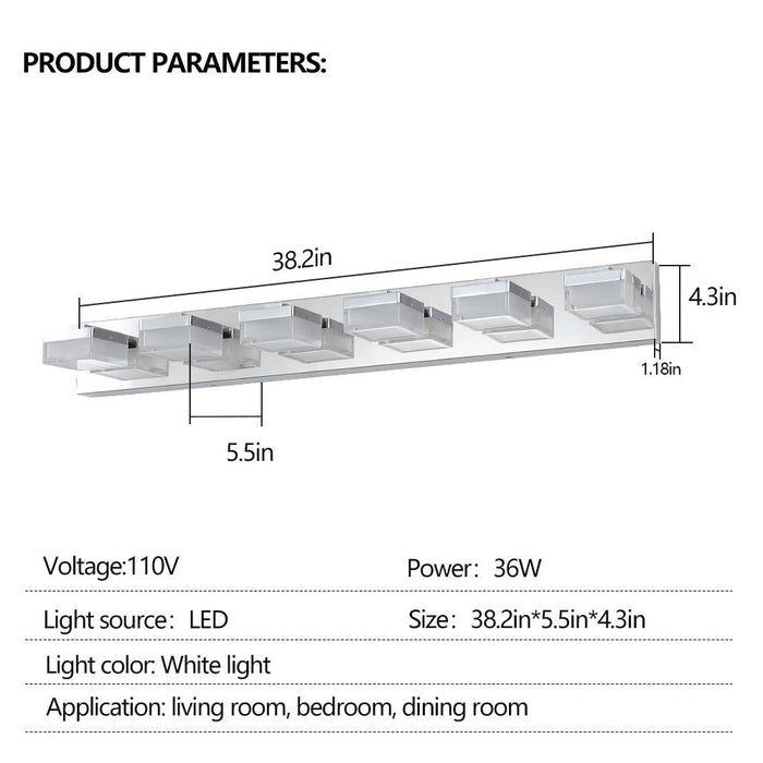 Modern 6-Light Chrome LED Vanity Mirror Light Fixture For Bathrooms And Makeup Tables