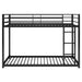Twin over Twin Metal Bunk Bed, Low Bunk Bed with Ladder, Black - DTYStore