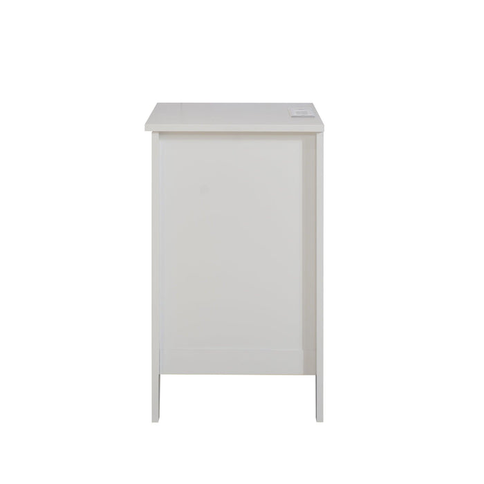 Set of 2 Pcs White 3 Drawer Nightstand with Charging Station and USB Ports & Power Outlets,Wooden Bed Side Table/End Table Modern Night Stands for Bedrooms - DTYStore