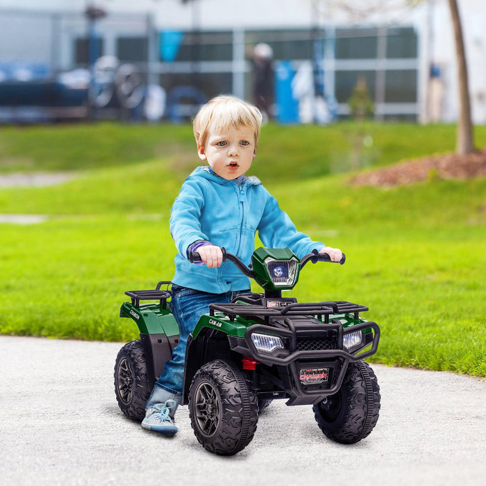12V Kids ATV Battery-Operated with AUX Port & USB, Kids 4 Wheeler with Tough Wear-Resistant Tread, Electric Four Wheeler Kids Ride on Car Electric Car, Green - DTYStore
