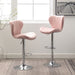 Ellston Upholstered Adjustable Swivel Barstools in Pink, Set of 2 - DTYStore