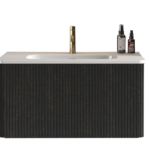 U057-Etna30W-308 Etna 30' Striped Brushed Black Oak Floating Bathroom Vanity with White Ceramic Sink, Bathroom Vanity for Modern Bathroom, One-Piece White Basin without Drain, Pre-assembled - Image 5