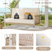 1-Piece Woven Rope Outdoor Swing Sofa with Soft Cushions Seating 2 for Patio, Courtyard and Balcony (Beige) - DTYStore