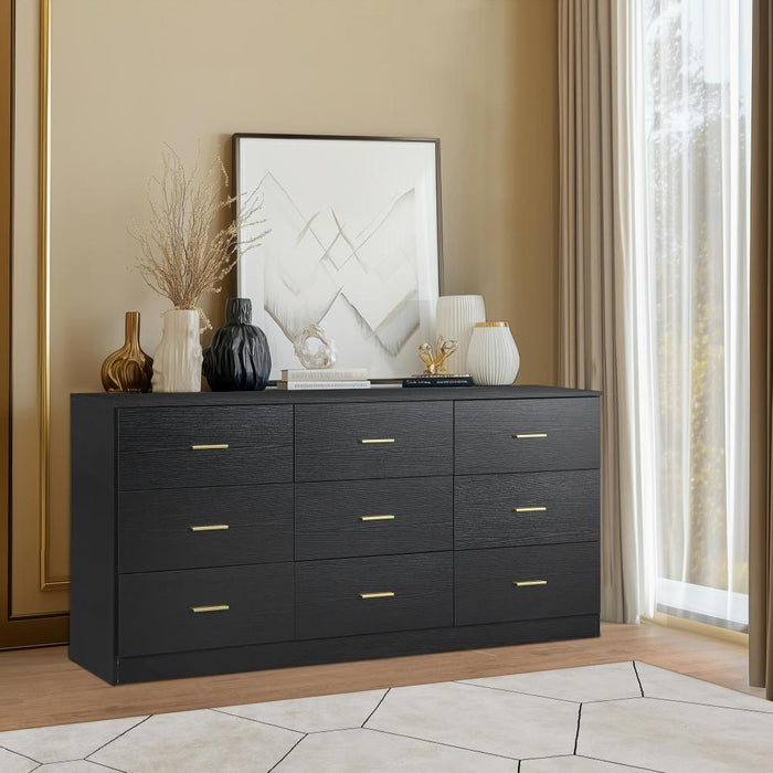 Modern Black 9-Drawer Dresser for Bedroom - Ample Storage Wide Chest of Drawers, Sturdy & Safe - DTYStore