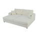 86.5" Oversized Loveseat Chaise Lounge Sectional Sofa Bed Corduroy Sleeper Sofa with Two USB Ports , Two Cup Holders and Two Throw Pillows for Living Room and Bedroom, Beige - DTYStore