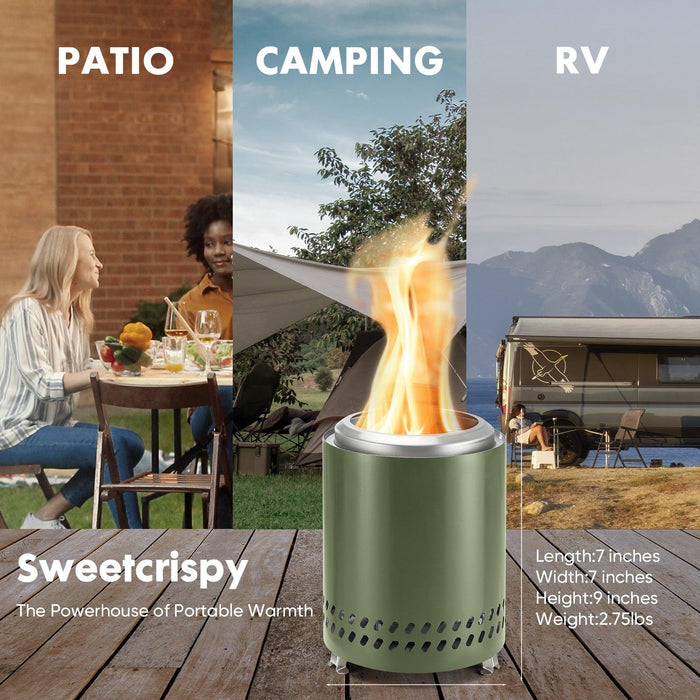 Smokeless Fire Pit, 304 Stainless Steel Tabletop Firepit Wood Pellets Burning Fire Pits for Camping, Bonfire, Low Smoke Portable Firepits for Outdoor Patio Backyard - DTYStore