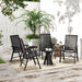 Outsunny Set of 4 Patio Folding Chairs, Stackable Outdoor Sling Patio Dining Chairs with Armrests for Lawn, Camping, Dining, Beach, Metal Frame, No Assembly, Black - DTYStore