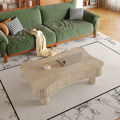 Lift Top Coffee Table for Living Room 42' - Fluted Panel Hidden Storage, Silent Hydraulic Lift, Curved Safety Corners, 5 Min Assembly (27'W x 13-18.9'H,Antique Light Natural) Default -DTYStore