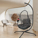 Swing Egg Chair with Stand Indoor Outdoor Wicker Rattan Patio Basket Hanging Chair with C Type bracket , with cushion and pillow,Patio Wicker folding Hanging Chair( Special construction cup holder - DTYStore