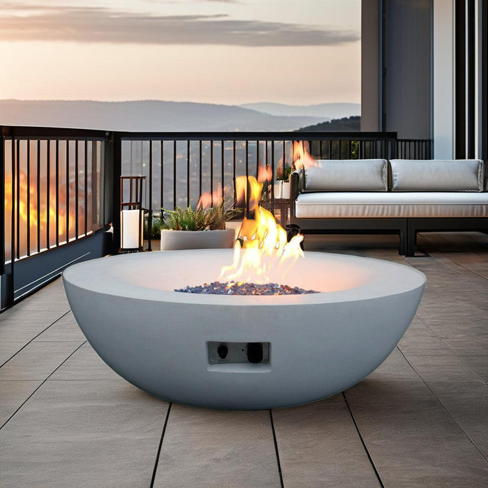 42 Inch Outdoor Concrete Propane gas Fire Pit bowl in Antique white color - DTYStore