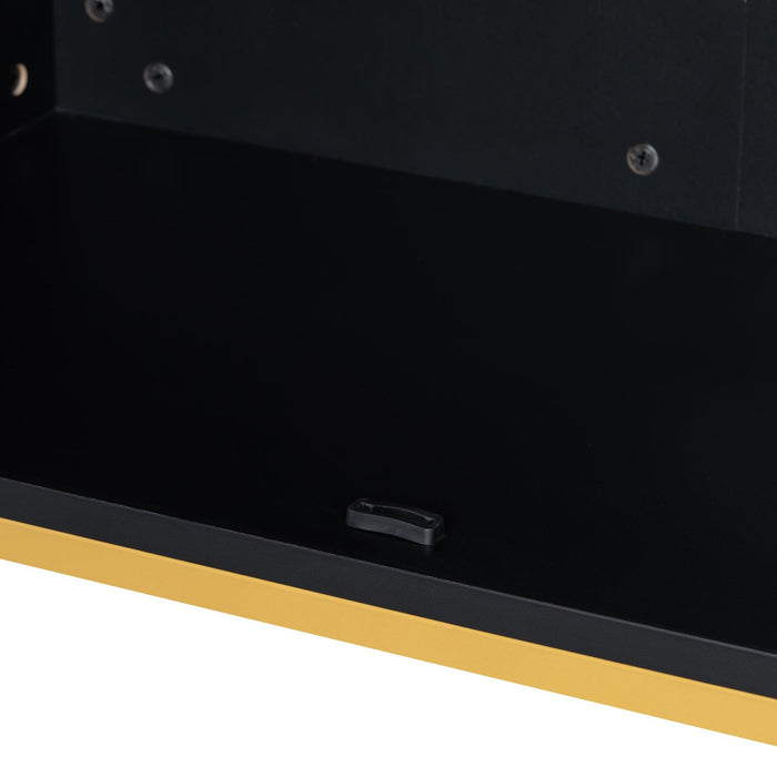 Modern Sideboard with Extra Large Storage Space with Metal Handles and Support Legs for Living Room and Dining Room (Black) - DTYStore