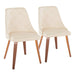 Giovanni Contemporary Accent/Dining Chair in Walnut Wood and Cream Faux Leather by LumiSource - Set of 2 - DTYStore