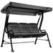 Outsunny 3-Seat Patio Swing Chair, Outdoor Swing Glider with Adjustable Canopy, Removable Thicken Cushion, and Weather Resistant Steel Frame, for Garden, Poolside, Backyard, Black - DTYStore