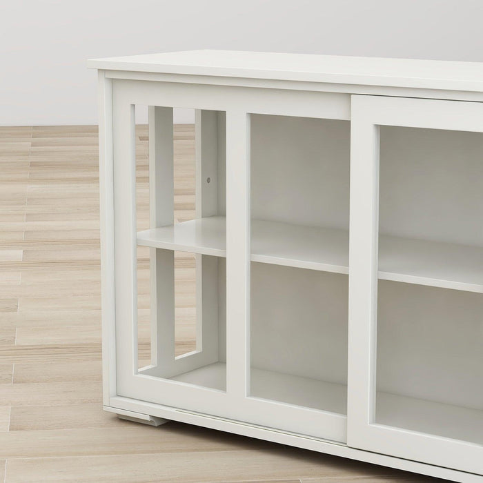 Kitchen Storage Stand Cupboard With Glass Door-White - DTYStore