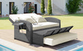 PE Wicker Rattan Double Chaise Lounge, 2-Person Reclining Daybed with Adjustable Back and Cushions, Free Furniture Protection Cover, White - DTYStore
