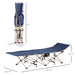 Outsunny Folding Camping Cot for Adults with Carry Bag, Side Pocket, Outdoor Portable Sleeping Bed for Travel, Camp, Vacation, 330 lbs. Capacity, Blue - DTYStore