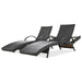 80'' Outdoor Wicker Chaise Lounge Chairs Set of 2, Patio Rattan Reclining Chair Pull-out Side Table Adjustable Backrest Ergonomic Wave Design Pool Sunbathing Recliners, Dark Brown - DTYStore