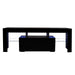 Black TV Stand with LED RGB Lights,Flat Screen TV Cabinet, Gaming Consoles - in Lounge Room, Living Room and Bedroom(Black) - DTYStore