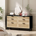 51" Rattan Dresser for Bedroom, 6 Drawer Dresser, Clothes Storage Cabinet for Bedroom, Metal Handle&Wood Legs for Hallway, Living Room, Bedroom,Black - DTYStore