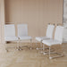 Modern Dining Chairs,PU Faux Leather High Back Upholstered Side Chair with C-shaped Tube Plating Metal Legs for Dining Room Kitchen Vanity Patio Club Guest Office Chair (Set of 4) (White+PU Leather) - DTYStore