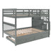 Stairway Full-Over-Full Bunk Bed with Twin size Trundle, Storage and Guard Rail for Bedroom, Dorm - Gray(OLD SKU :LT000210AAE) - DTYStore