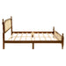 Queen Pine wooden Bed with Rattan Headboard and Footboard, with Central Enhanced Bed Platform,Walnut - DTYStore