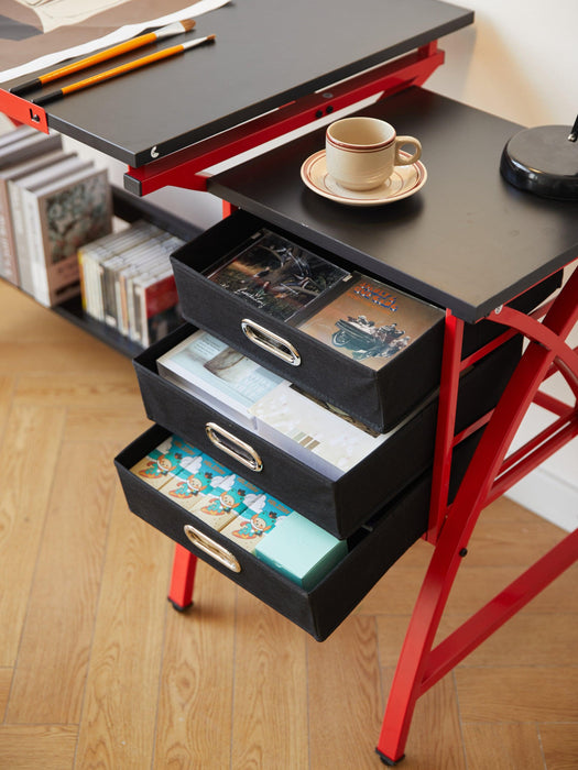 Drafting Table Red With Stool - DTYStore