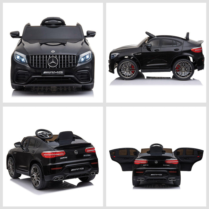 12V Toddler Ride On Car with Remote Control, Mercedes Benz AMG GLC63S Coupe, Electric Car with 2 Speed, MP3 Player, Light, Horn, Songs, Suspension, Black - DTYStore