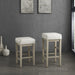 Transitional White Faux Leather Seat 24-inch Counter Height Stools Set of 2, White Finish Solid Wood Frame - DTYStore