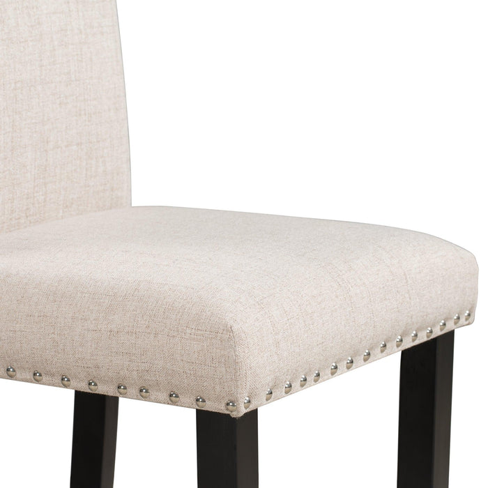 Faux Marble 5-Piece Dining Set Table with 4 Thicken Cushion Dining Chairs Home Furniture, White/Beige+Black - DTYStore